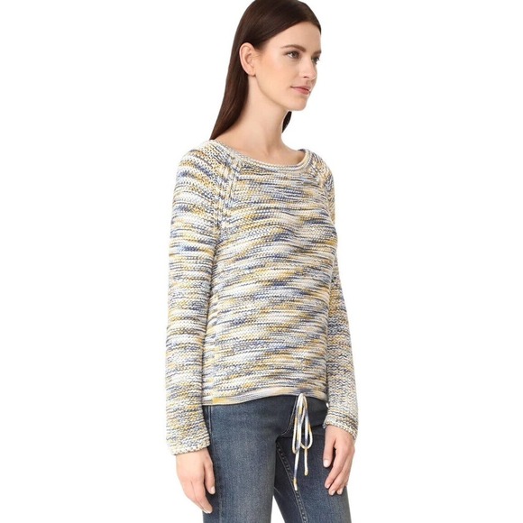 Theory Coella Knit Sweater Size Small Denim Mix Soft Chain Drawstring‎ Boatneck - Picture 6 of 16